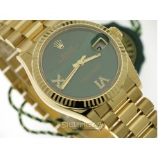 Rolex Datejust 31 ref. 278278-0004 oro giallo 18kt Malachite 6/9 diamanti President nuovo